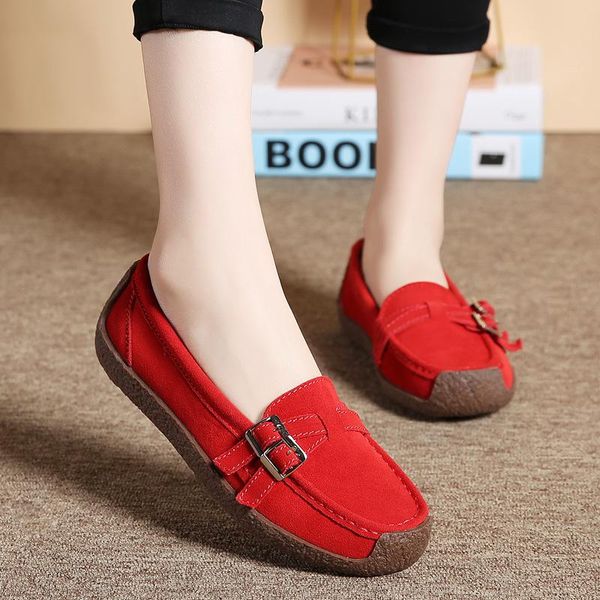 

women's flat shoes spring and autumn casual leather comfortable sports mother lefu slippers, Black