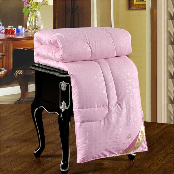 

comforters & sets 100% mulberry silk comforter chinese summer winter quilted quilts white pink cotton cover duvet filling king blanket on th