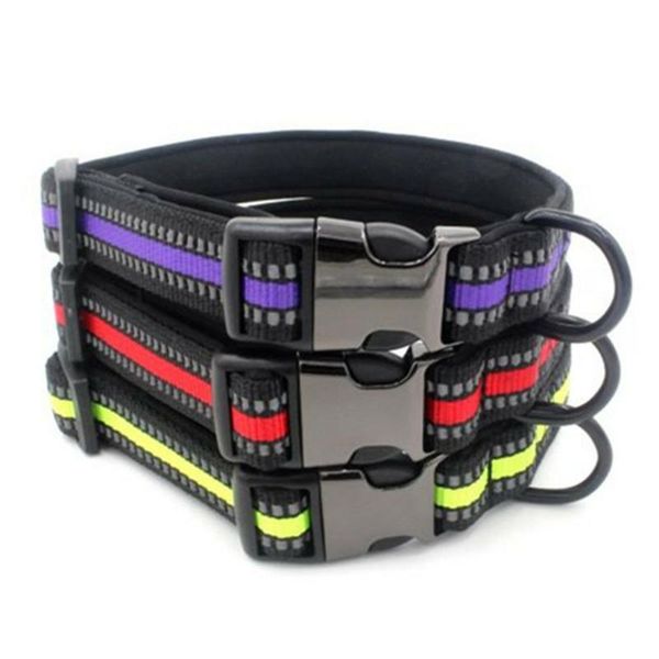 

(20 pieces/lot) arrival medium big dog collar reflective half metal plastic buckle pet collars & leashes