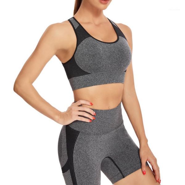 

yoga outfit 2pcs seamless set rimless comfortable elastic running sports bra fitness workout high waist hip tights shorts suits