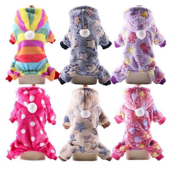 

dog apparel pawstrip xs-2xl soft fleece jumpsuit winter clothes small puppy coat pet outfits warm hoodie clothing for yorkie