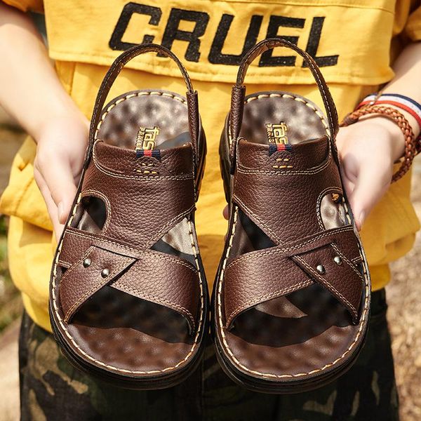 

sandals gladiator beach walking size slip dress masculina plage casual sandale praia homens hombre roman sandalia leather 39 em, Black