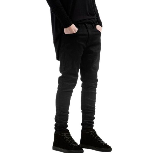 

men's jeans men black ripped skinny hip hop swag denim scratched biker joggers pants designer trousers, Blue