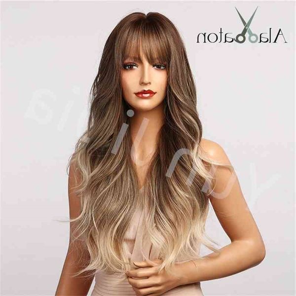 

wig 2021 new fashion brown gold long curly wig women's full head wigs, Black