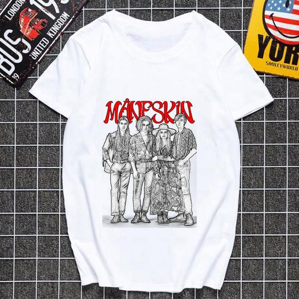 

men's t-shirts maneskin band vintage clothing t shirt print music festival white tshirt short sleeve teens casual couples tee male, White;black