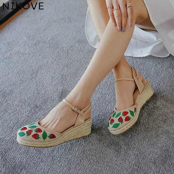 

ankle strap summer sandals women pumps shoes leather+pu wedge high heel black round toe fashion size 34-39