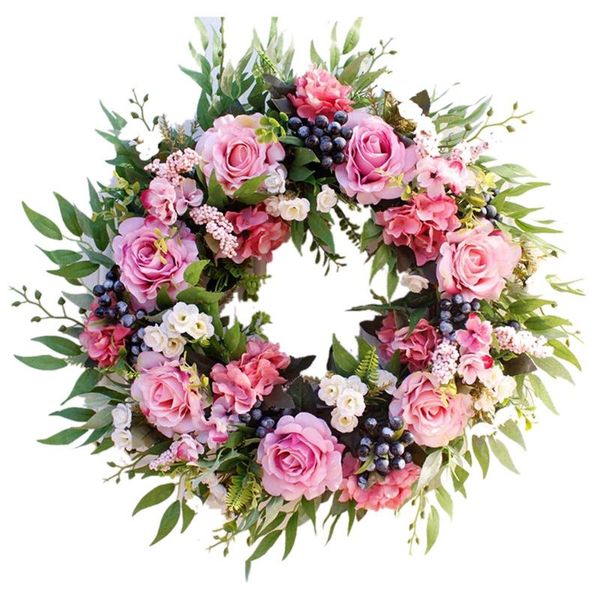 

decorative flowers & wreaths 55cm rose wreath, large rustic farmhouse artificial flower faux floral wreath for front door window wedding o