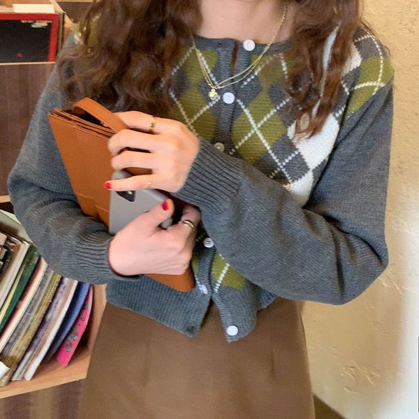 

4 Colors 2021 spring autumn korean style knittd cardigans womens loose Patchwork Sweaters Cardigan womens Outwear Coats (X1746), White;black