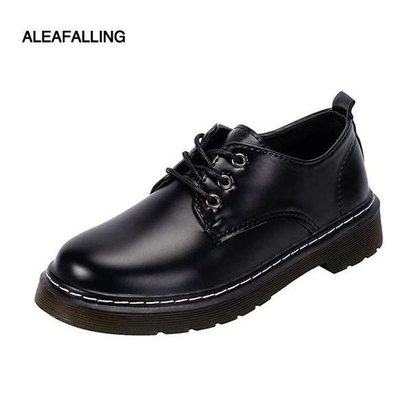 

boots aleafalling women lace up open relax motorcycle girl outdoor street warm trend soft leather ankle, Black