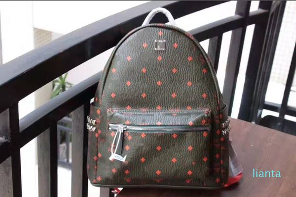 

new green fashion korean version m punk studded shoulder bag men and women student bag travel backpack