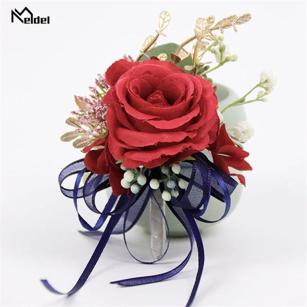 

meldel boutonniere silk rose wedding bracelet for bridesmaid corsage flower men groom decorative flowers & wreaths