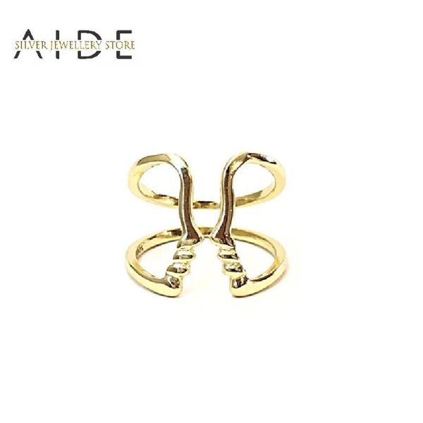 

cluster rings aide 925 sterling silver personalized opening ring simple adjustable finger for women girl gift fine jewelry anillos, Golden;silver
