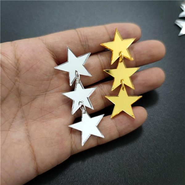 

dangle & chandelier shiny stars earrings for women gold silver color mirror acrylic jewelry casual fashion accessories