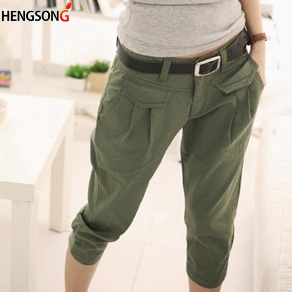 

women's pants & capris 2021 summer trousers for women slim casual pocket loose calf-length streetwear female pantalon femme, Black;white