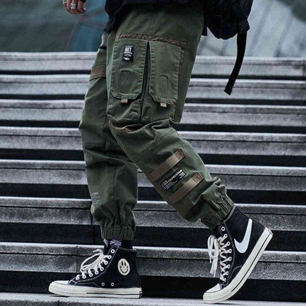 

pants arrival fashion loose cotton pockets selling brand overalls multi bag high street casual winter cargo pants, Black