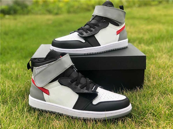 

genuine jumpman 1 men's women's basketball shoes black, white and red color matching sports shoelaces shoebox full size 36--45lvlx