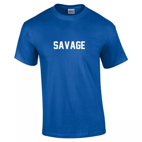 

savage white text royal blue team jersey cotton t-shirt, White;black
