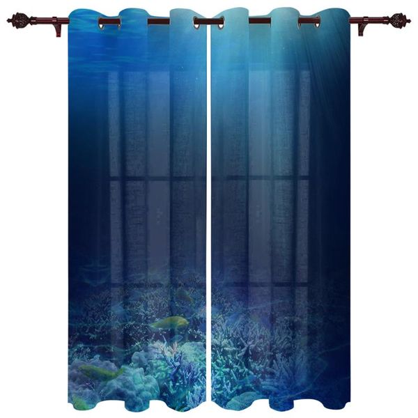 

luxury modern window curtains deep sea ray coral fish bedroom living room dining decoration translucent beautiful curtain & drapes