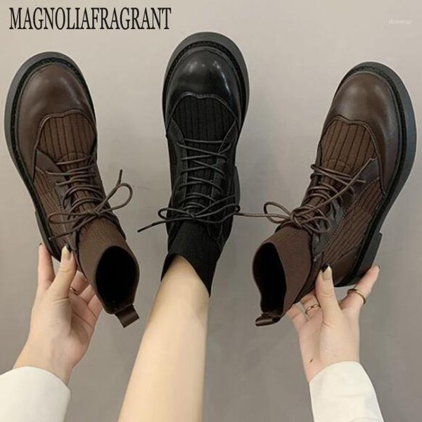 

boots women's fashion british style round toe woman socks winter shoes for women non-slip casual motorcycle ww371, Black