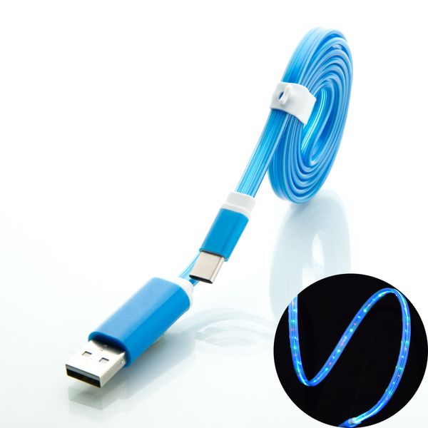 Cabos de carga magnética luminosos luminosos rápidos luminários tipo C USB-C micro USB Cabo de carregamento para Samsung HTC LG PC Android Novo