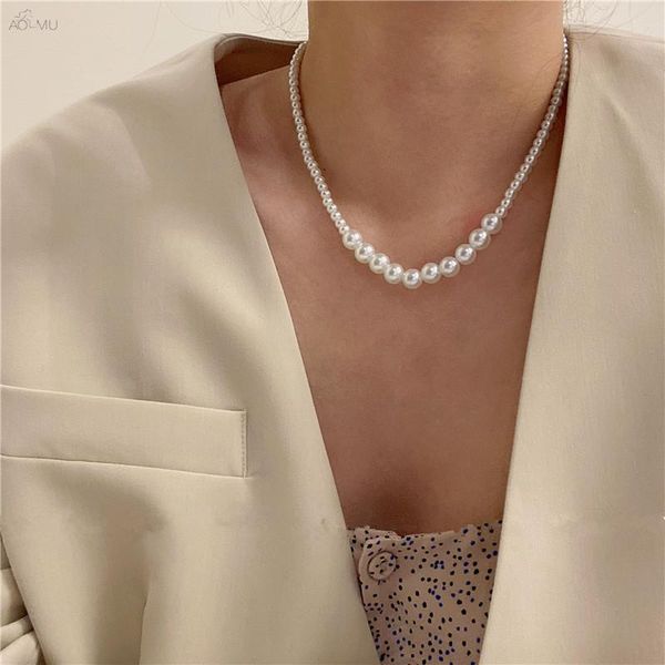 

vintage baroque imitation pearl geometric round elegant retro neckalce for women girls party collar jewelry accessories chains, Silver