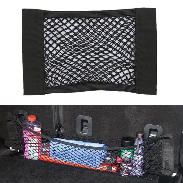 

storage bags car rear seat bag back trunk elastic string net magic sticker mesh pocket cage auto organizer