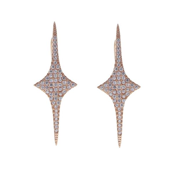 

classic starbrust bling cz charm rose gold color studs earrings for women engagement jewelry christmas gift wholesale hoop & huggie, Golden;silver