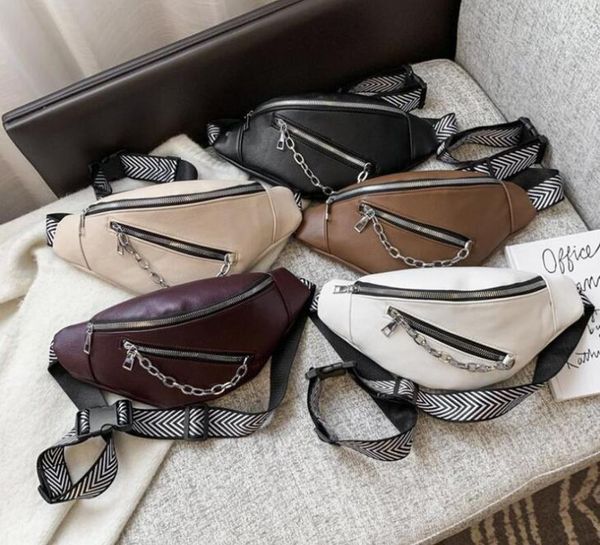 

waist bags 3pcs women pu plain retro zipper decoration chest bag mix color