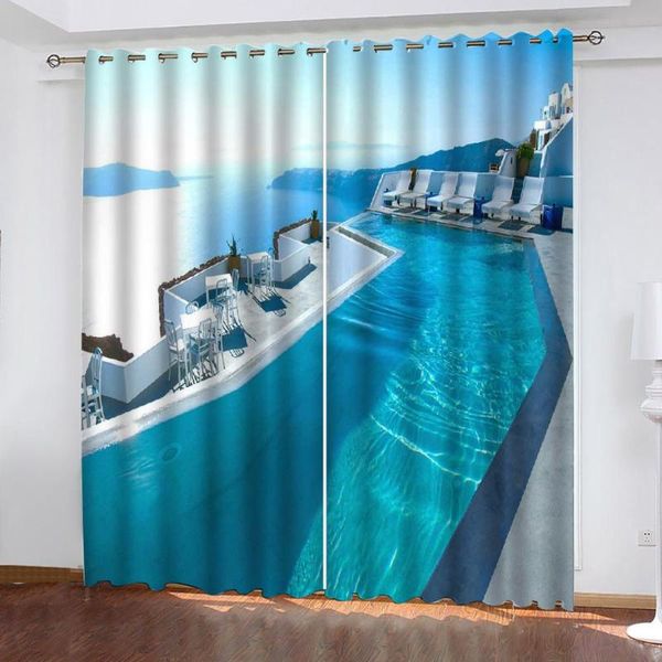 

curtain & drapes po 3d curtains for living room window blue lake bedroom
