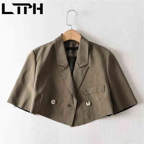

ltph fashion little blazers short casual all-match five-point half sleeve jackets coat thin women blazer spring autumn 210423, White;black