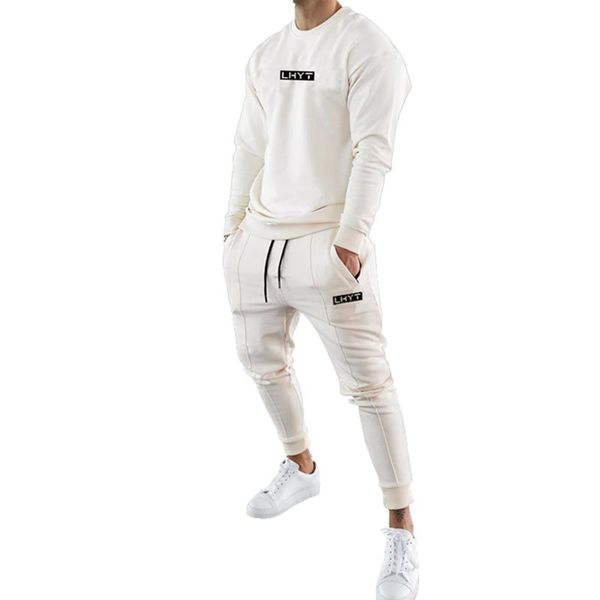 

men's tracksuits casual tracksuit sets solid color long sleeve pullover sweatshirt with match jogging pant clothes suits, Gray