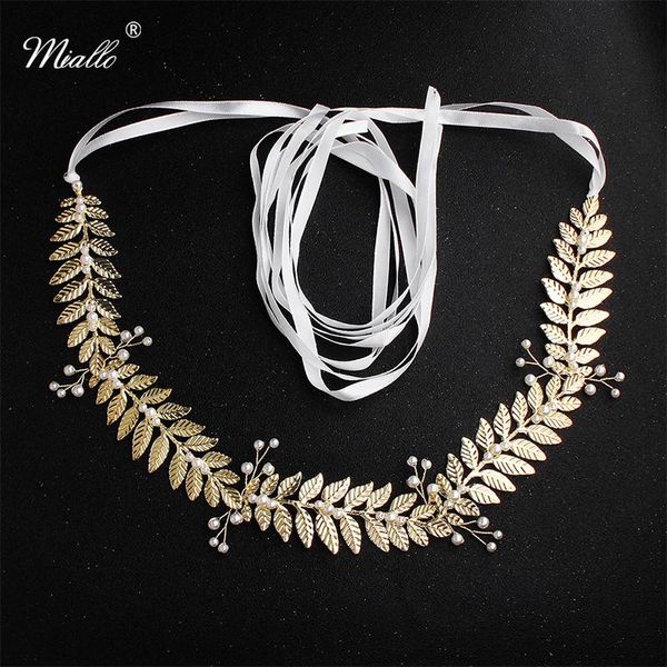 

wedding sashes miallo 2021 est gold leaves pearls alloy belts & bridal sash dress accessories for women, White