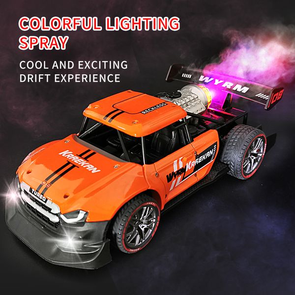 

Rc car 116 Mist Spray 2.4Ghz 4CH Racecar Alloy Vresion High Speed Sprayer Drift Electric Car LED Light Toy for Kids 2021