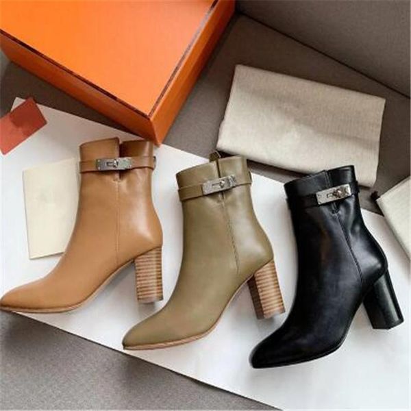 

square heel women boots shoes zapatos mujer autumn winter fashion sandals, Black