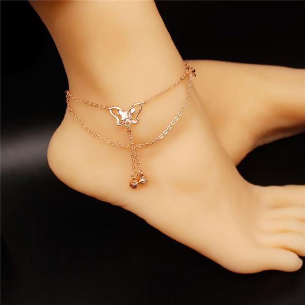 

anklets ankle vintage gold butterfly handmade bracelet for women foot leg jewelry chain necklace boho metal gift friends, Red;blue