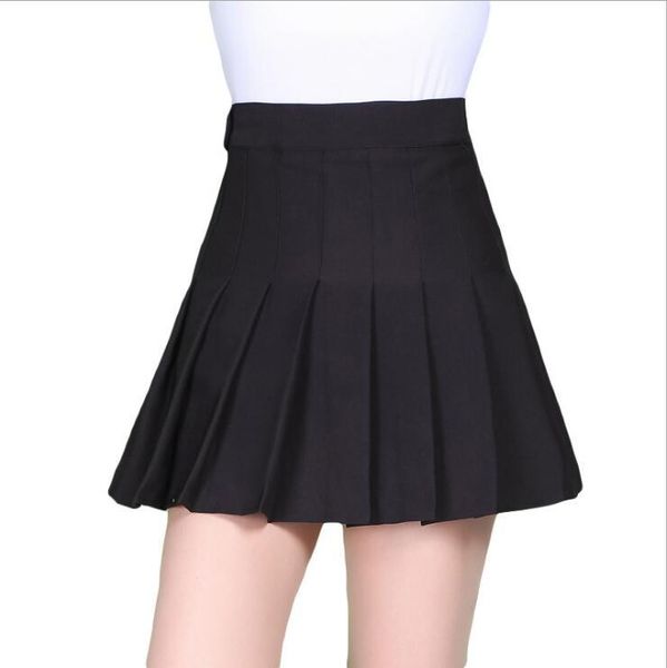 

skirts korean college wind women high waist skirt, Black