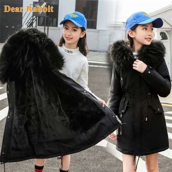 Winterjacke für Mädchen Kleidung Russische Kinder Parka Schneeanzug Plus Samt Warme mit Kapuze Oberbekleidung Mantel Kinder Teenager Kleidung 211027