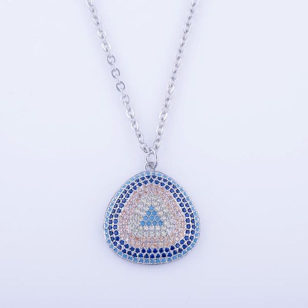 

pendant necklaces micro pave colorful zircon crystal charms necklace handmade copper long chain friends bijoux collier, Silver