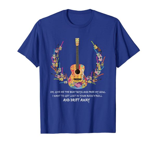 

guitar give me the beat and my soul hippie t-shirt, White;black