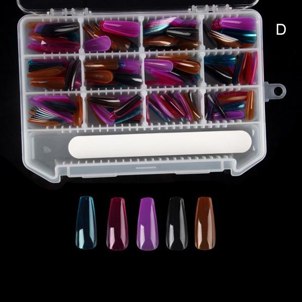 

false nails pointed wear mixed multi-color ballet nail patches 240 pieces with file safe and portable dw, Red;gold