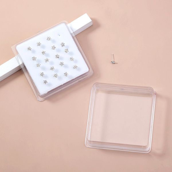 

fashion classic diamond inlaid white ring set white rhine-stone puncture nail nose ornament female, Silver