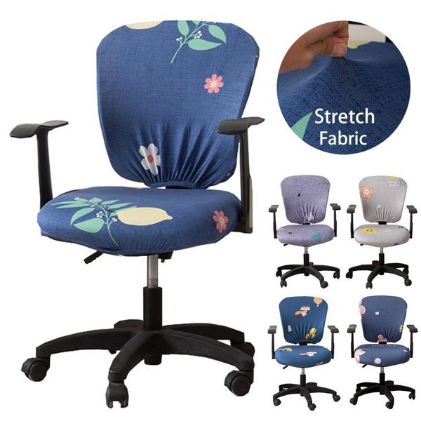 

chair covers flower printed computer cover split rotation elastic office spandex stretch armchair seat slipcover decor