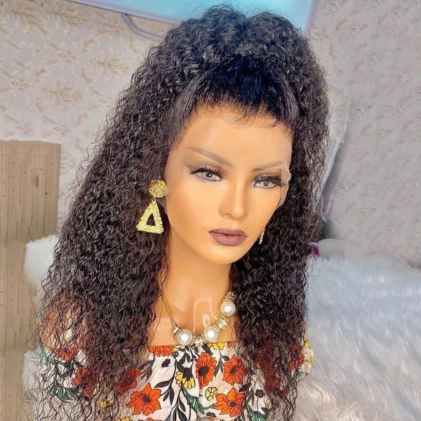 

lace wigs 150% curly front 13*4 human hair for black women remy brazilian with baby pre plucked jko, Black;brown