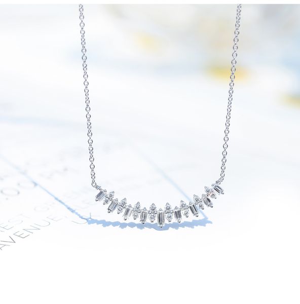 

baguette female lab diamond cz pendant 925 sterling silver party wedding pendants chain necklace for women bridal fine jewelry