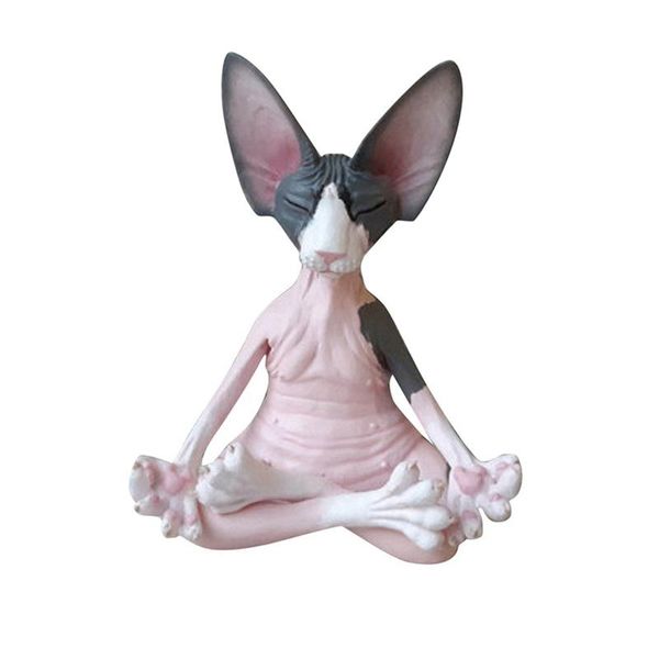 

craft tools whimsical buddha cat figurine meditation sphynx meditate art sculptures outdoor garden statue figurines 10x11x13cm-a