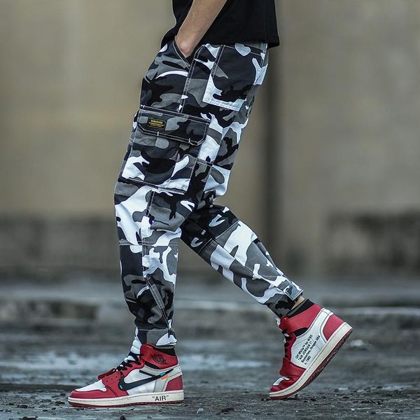 

men's pants ly designer fashion streetwear casual joggers men camouflage military harem trousers big pocket hip hop cargo, Black
