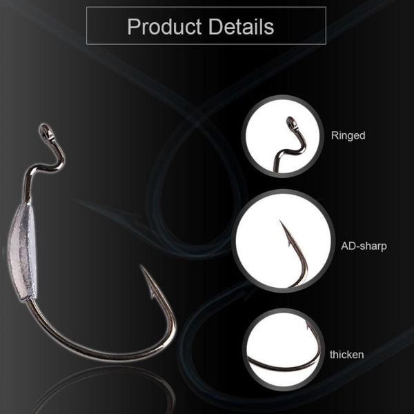 

fishing hooks 5pcs/ set wide crank offset hook with lead jig head fishhooks for soft lure bait barbed tackle outdoor