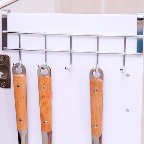 

hooks & rails over the door stainless steel 5 clothes bathroom hanger hanging loop organizer for bedroom kitchen tools