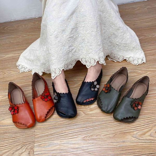 

70% off wholesale flip-flops birkuir original women open toe flats shoes big flowers new loafers retro handmade leisure concise ladies sanda, Black