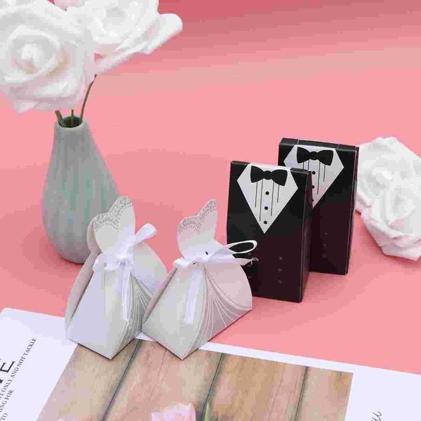 

gift wrap 50pcs white black crteative candy boxes bride bridegroom wedding dress patern party supplies chocolate